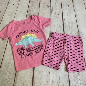 Just One You by Carter's Stegosaurus Dinosaur Pink 2-Pc Pajama Shorts Set